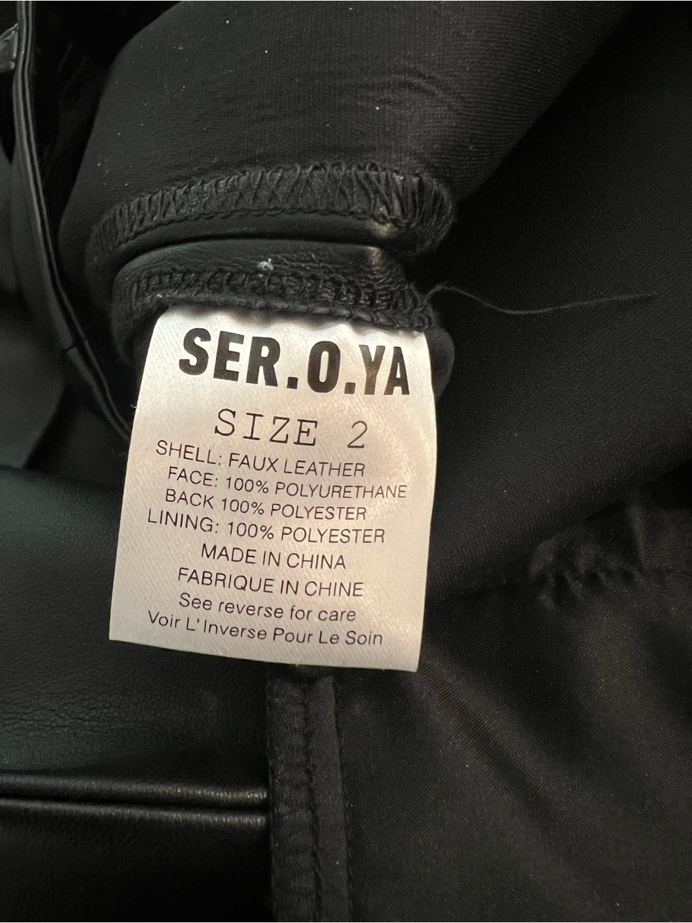 SER.O.YA Ronja Vegan Leather Trouser Black Flare Pants 4621-14 Size 2 NWT - Picture 8 of 16